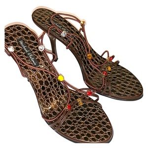 Brown heel with cords and gems 8.5